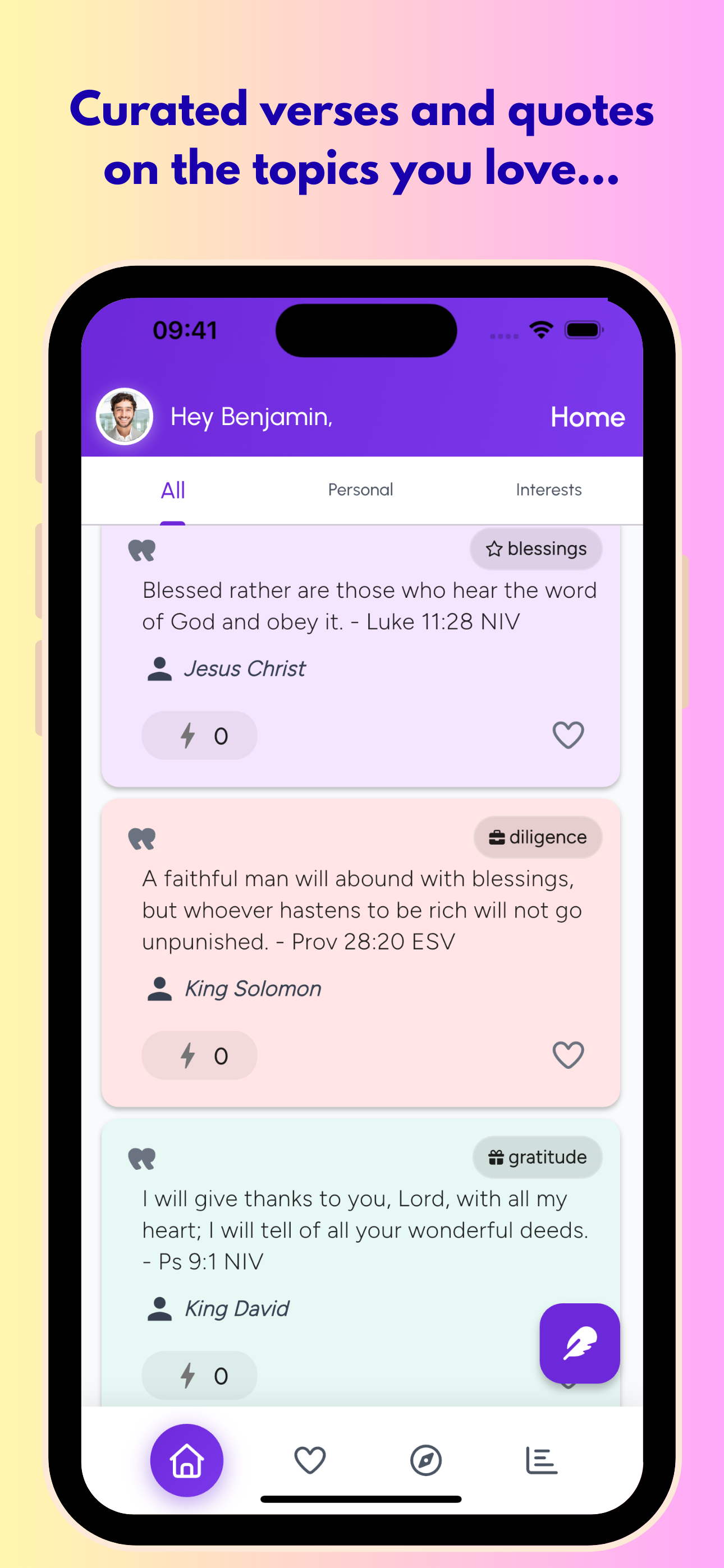 Quote Reminder App - Home Screen